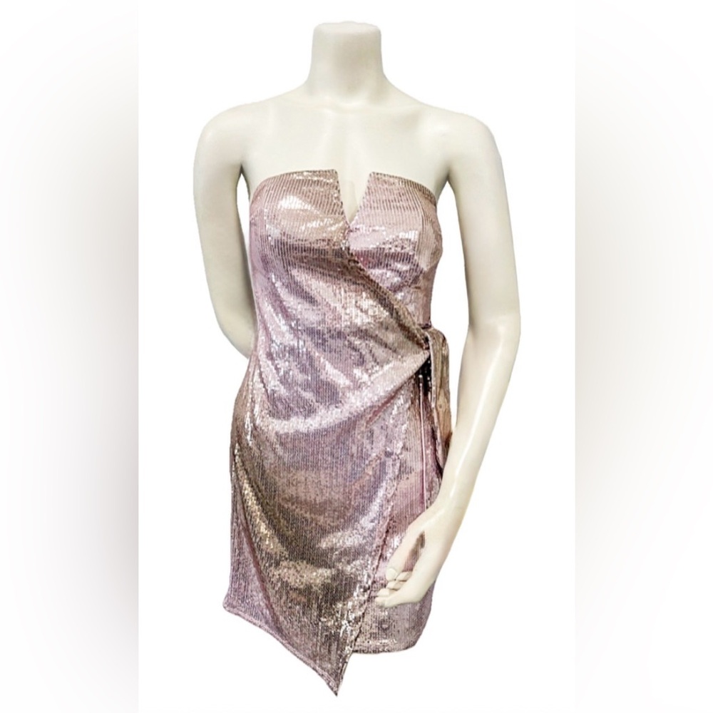 Trixxi Strapless Sequin Cocktail Dress Pink Gold Girls XL